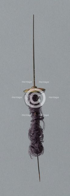 Wooden Spindle with Ceramic Whorls, Peru, 1000/1476. Creator: Unknown.