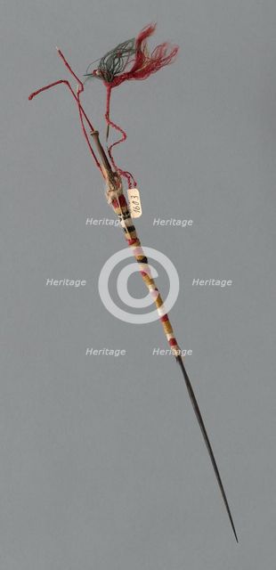 Wooden Spindle with Needlework Decoration, Peru, 1000/1476. Creator: Unknown.