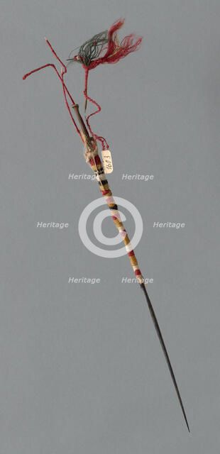 Wooden Spindle with Needlework Decoration, Peru, 1000/1476. Creator: Unknown.