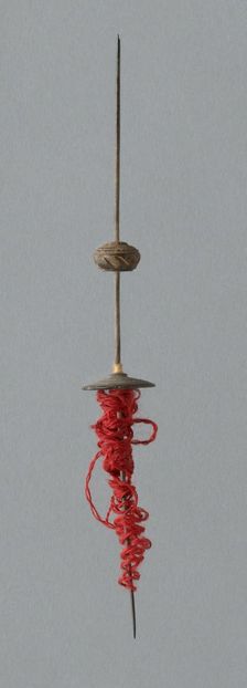 Wooden Spindles with Ceramic Whorls, Peru, 1000/1476. Creator: Unknown