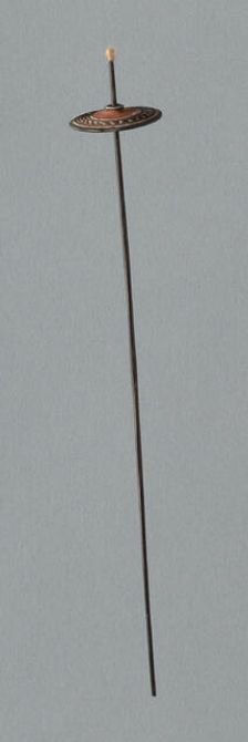 Wooden Spindles with Ceramic Whorls, Peru, 1000/1476. Creator: Unknown