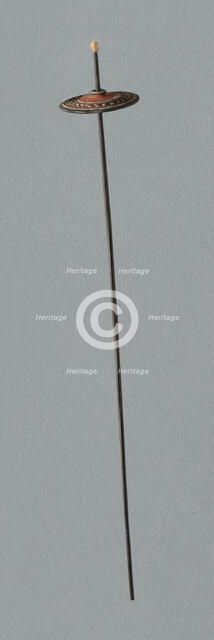 Wooden Spindles with Ceramic Whorls, Peru, 1000/1476. Creator: Unknown.