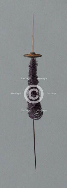 Wooden Spindles with Ceramic Whorls, Peru, 1000/1476. Creator: Unknown.