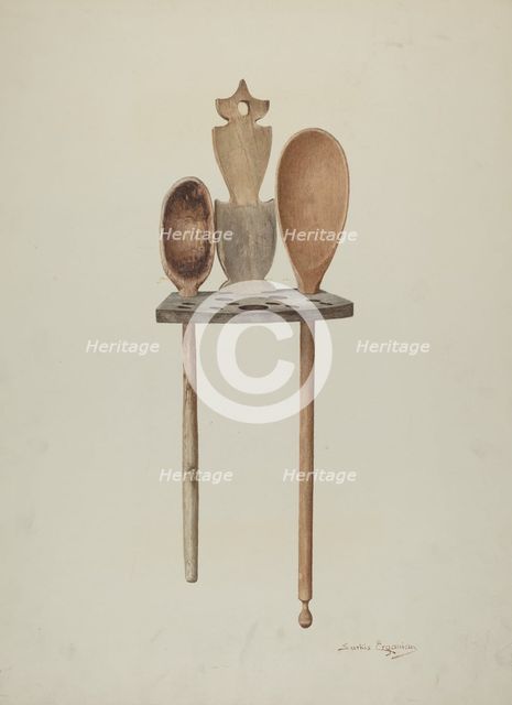 Wooden Spoon Rack, c. 1941. Creator: Sarkis Erganian.