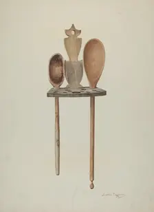 Wooden Spoon Rack, c. 1941. Creator: Sarkis Erganian