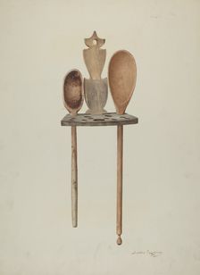 Wooden Spoon Rack, c. 1941. Creator: Sarkis Erganian
