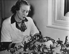 Wooden toys being finished in Vienna, Austria, bound for America, 1952