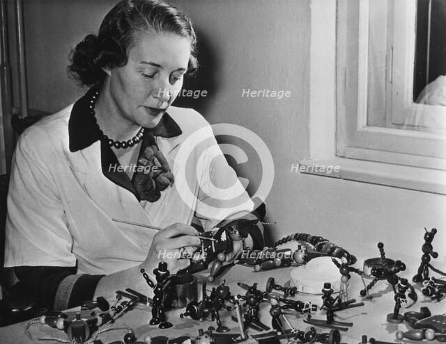 Wooden toys being finished in Vienna, Austria, bound for America, 1952. Artist: Unknown