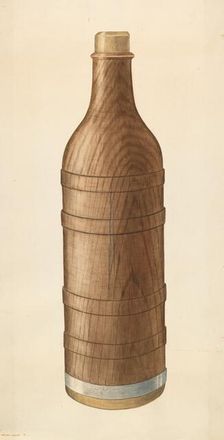 Wooden Wine Bottle, c. 1938. Creator: Wilbur M Rice