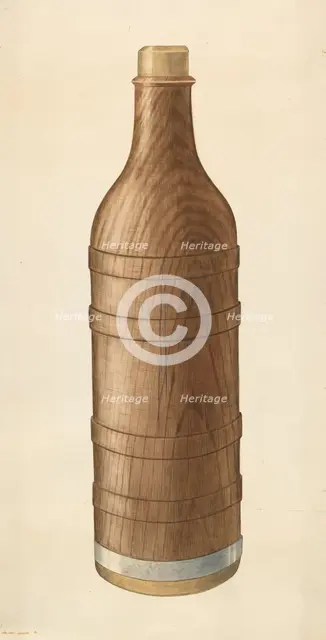 Wooden Wine Bottle, c. 1938. Creator: Wilbur M Rice.