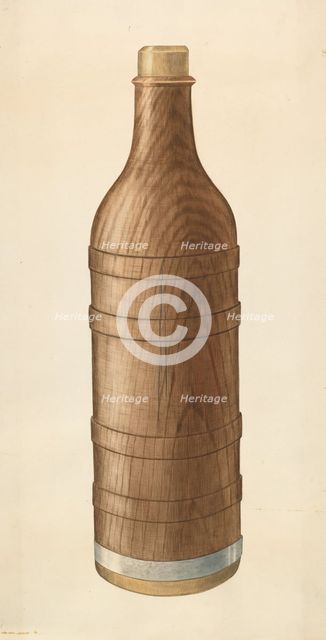 Wooden Wine Bottle, c. 1938. Creator: Wilbur M Rice.