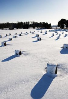 Woodhenge, Amesbury, Wiltshire, after a heavy snowfall, c1980-c2017. Artist: Historic England Staff Photographer