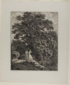 Woodland Landscape with an Elegant Couple Walking Beneath an Oak, 1796/1800. Creator: Carl Wilhelm Kolbe the elder