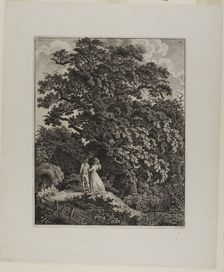 Woodland Landscape with an Elegant Couple Walking Beneath an Oak, 1796/1800. Creator: Carl Wilhelm Kolbe the elder