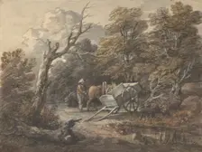 Woodland Scene with a Peasant, a Horse, and a Cart, ca. 1760. Creator: Thomas Gainsborough