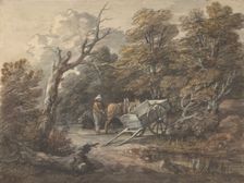 Woodland Scene with a Peasant, a Horse, and a Cart, ca. 1760. Creator: Thomas Gainsborough