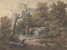 Woodland Scene with a Peasant, a Horse, and a Cart, ca. 1760. Creator: Thomas Gainsborough