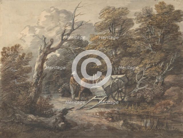 Woodland Scene with a Peasant, a Horse, and a Cart, ca. 1760. Creator: Thomas Gainsborough.