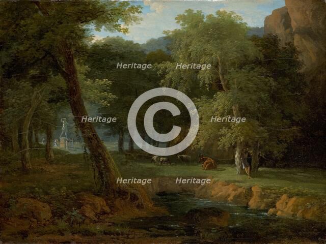 Woodland Scene with Nymphs and a Herm, c. 1810. Creator: Jean-Victor Bertin.