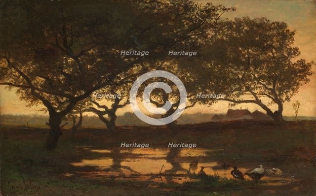 Woodland Pond at Sunset, c.1862. Creator: Gerard Bilders.