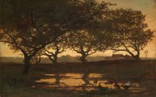 Woodland Pond at Sunset, c.1862. Creator: Gerard Bilders