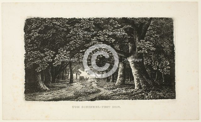 Woodland Path with a Coach, 1857. Creator: Karl Friedrich Schinkel.