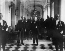 Woodrow Wilson and David Lloyd George at the Trianon Palace, Versailles, 1917. Creator: Unknown
