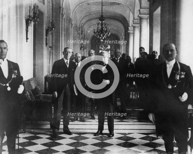 Woodrow Wilson and David Lloyd George at the Trianon Palace, Versailles, 1917. Creator: Unknown.