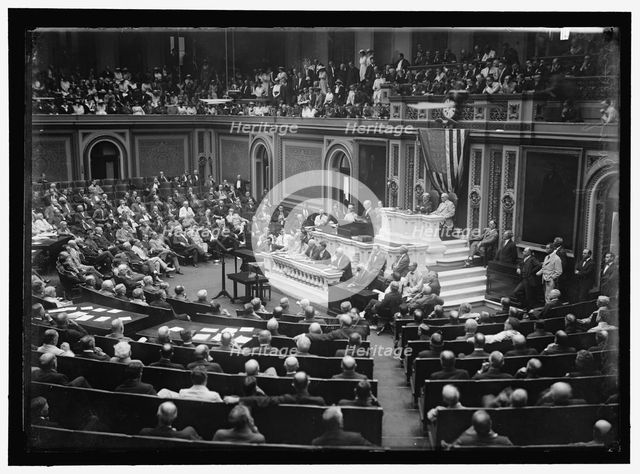 Woodrow Wilson Addressing Congress, between 1910 and 1917. Creator: Harris & Ewing.