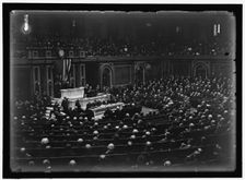 Woodrow Wilson before Congress, between 1913 and 1918. Creator: Harris & Ewing