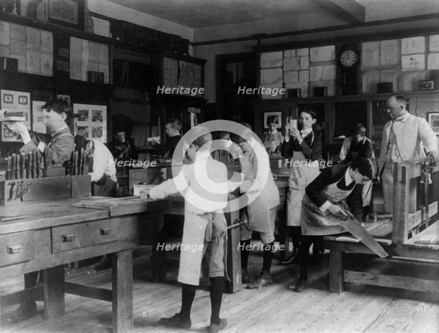 Woodworking class, Washington, D.C., (1899?). Creator: Frances Benjamin Johnston.