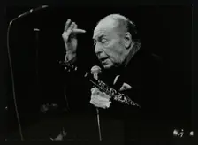 Woody Herman on stage at the Forum Theatre, Hatfield, Hertfordshire, 24 May 1983. Creator: Denis Williams