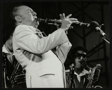 Woody Herman in concert at the Alexandra Palace, London, 1979. Creator: Denis Williams