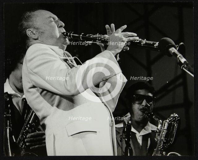 Woody Herman in concert at the Alexandra Palace, London, 1979. Creator: Denis Williams.