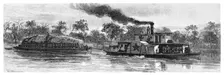 Wool barge on the River Darling, Australia, 1886