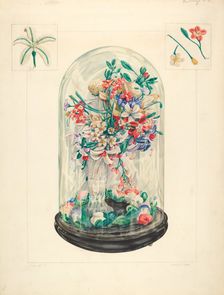 Wool Flowers Under Glass, 1935/1942. Creator: Frank J Mace