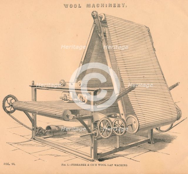 Wool Machinery: Ferrabee & Co.'s Wool Lap Machine, c1880. Artist: Unknown