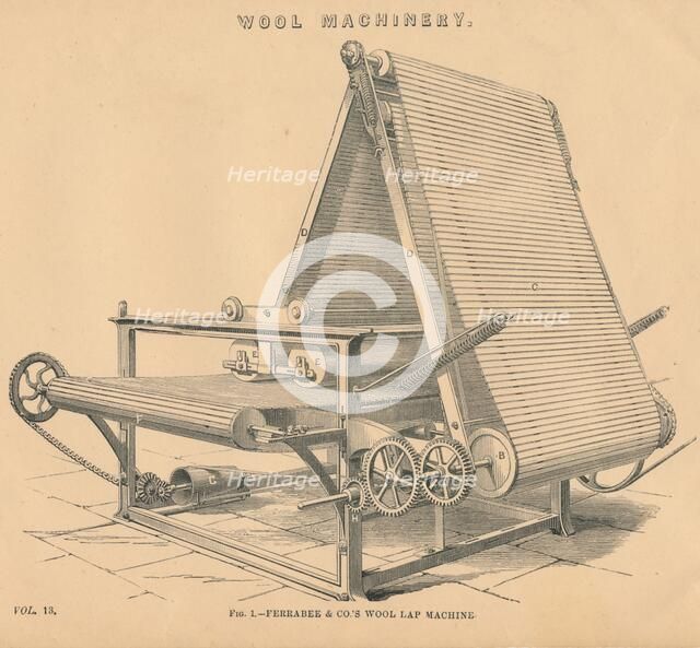 Wool Machinery: Ferrabee & Co.'s Wool Lap Machine, c1880. Artist: Unknown