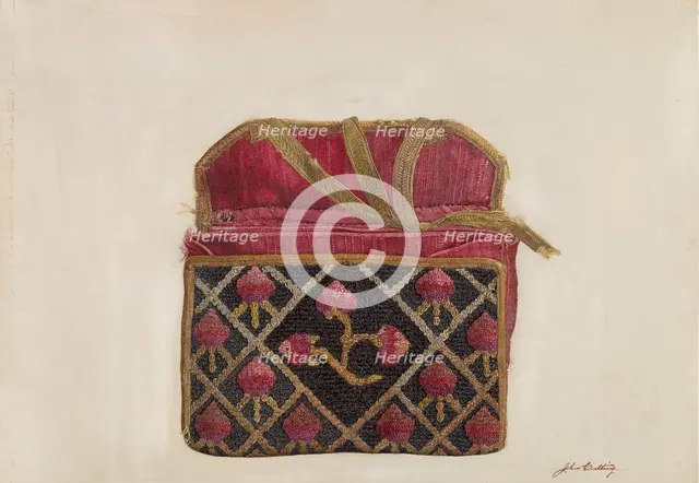 Wool Pocketbook, c. 1940. Creator: John Cutting.