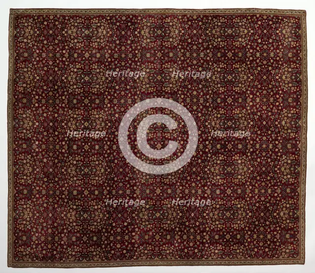 Woolen carpet with millefleurs decoration, early 1600s. Creator: Unknown.