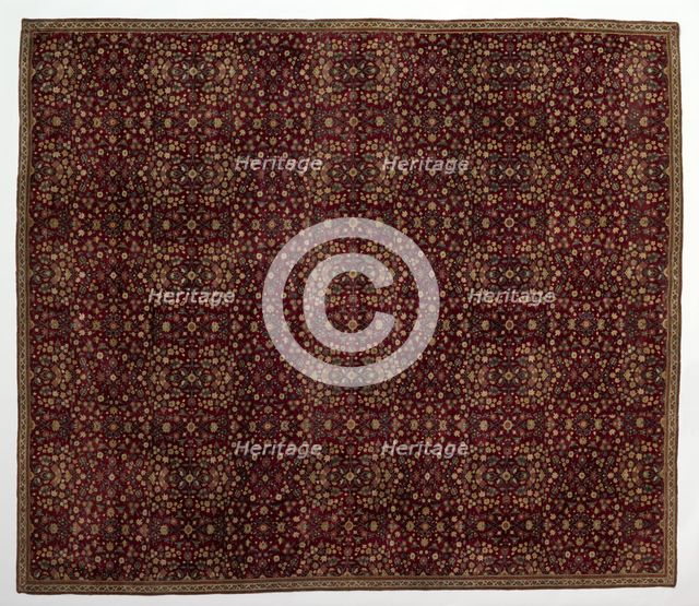 Woolen carpet with millefleurs decoration, early 1600s. Creator: Unknown.