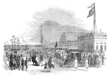 Woolwich Dock Landing Place, Her Majesty's Arrival, week ending Saturday, September 3, 1842. Creator: Stephen Sly