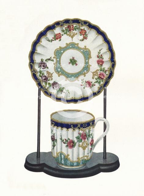 Worcester cup and saucer, c1770. Artist: Unknown.