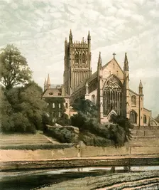 Worcester Cathedral, Worcestershire, c1870. Artist: Hanhart