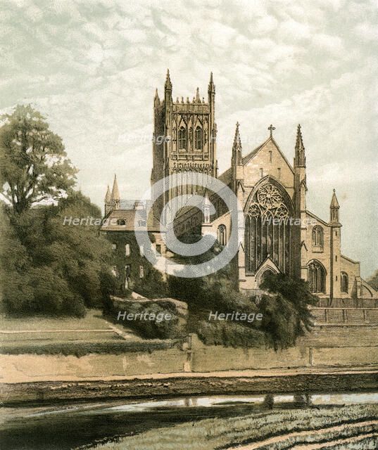 Worcester Cathedral, Worcestershire, c1870. Artist: Hanhart