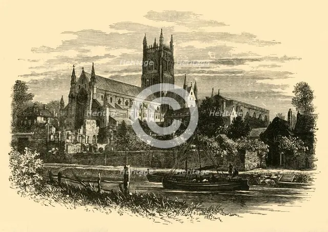 'Worcester Cathedral, from the River', 1898. Creator: Unknown.