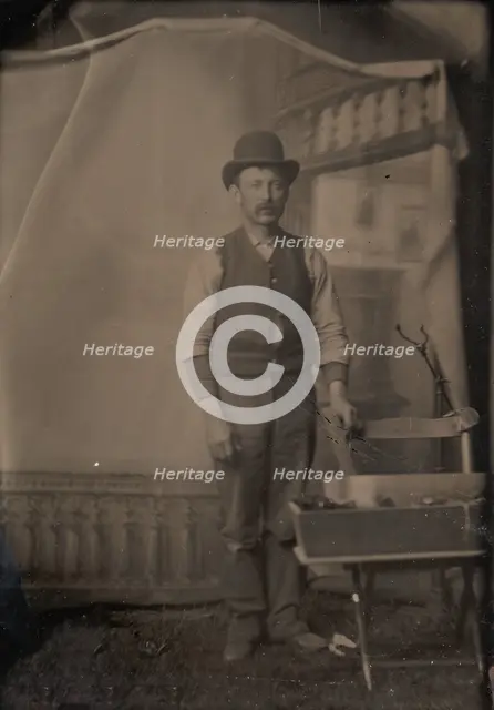 Workman with Tool Box, 1860s-70s. Creator: Unknown.