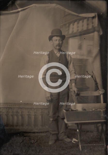 Workman with Tool Box, 1860s-70s. Creator: Unknown.