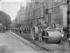 Workmen with a steam roller in High Street, Oxford, Oxfordshire, c1860-c1922. Artist: Henry Taunt