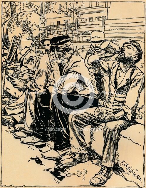 'Workmen at Dinner', c1900. Artist: Franz Gailliard.